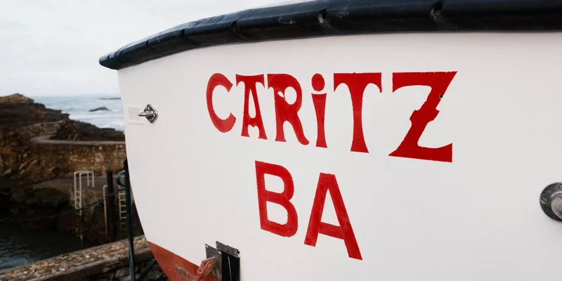 Close-up of a boat stern at Biarritz harbor in France