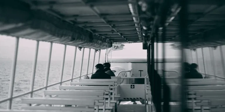 Serene view inside a boat with people seated